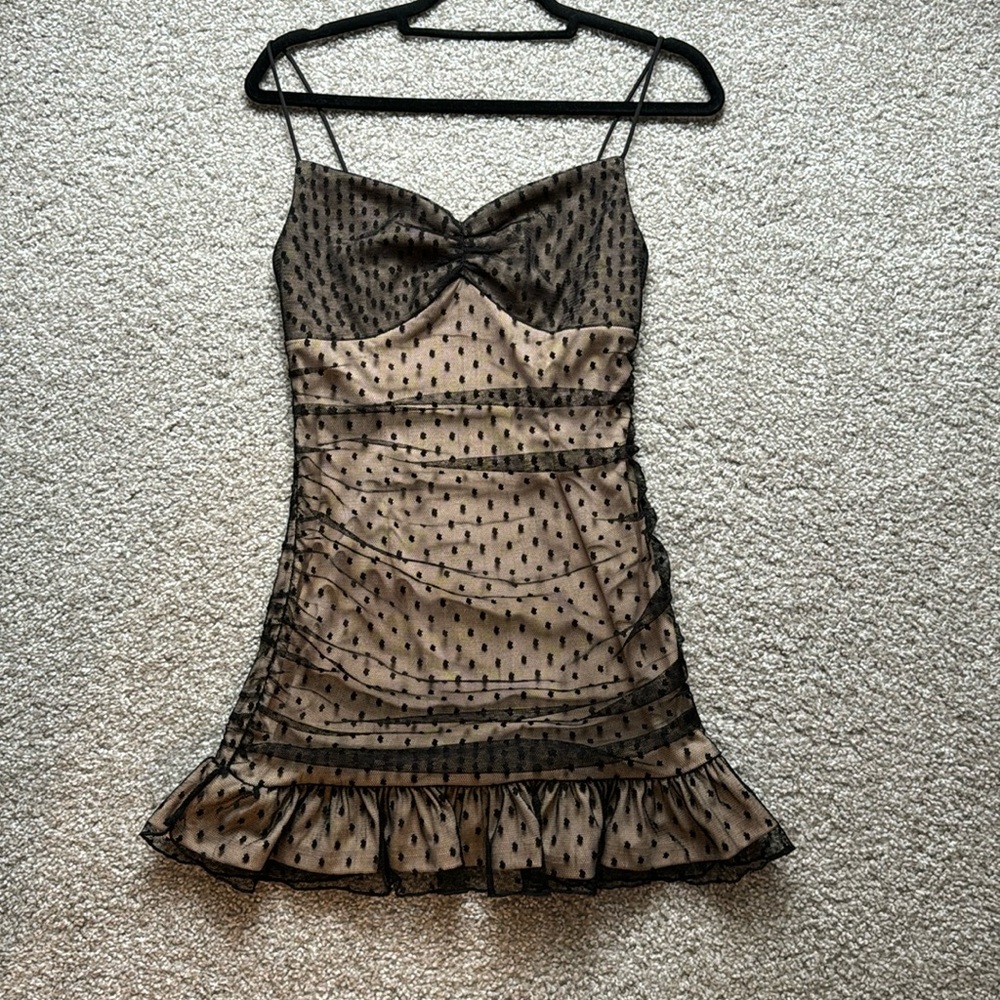 Lace black mini dress